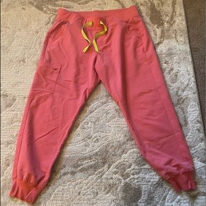 Figs Zamora Jogger Scrub Pants- Hot Coral